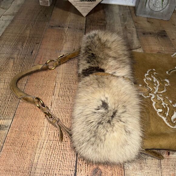 Authentic Prada Real Fox Fur & Suede Shoulder Bag COA In Photos Has Flaws* - Picture 9 of 16